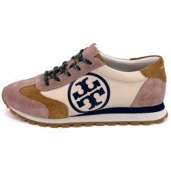 Tory Burch Baskets|Baskets en Velours de Cuir & Toile Annie crème/camel/rose