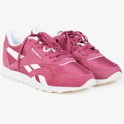 Reebok Baskets|Baskets en Velours de Cuir & Mesh Cl Nylon Cn4018 rose foncé