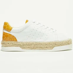 Canal Saint Martin Baskets|Baskets espadrilles en Cuir Lancry blanc/jaune