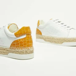 Canal Saint Martin Baskets|Baskets espadrilles en Cuir Lancry blanc/jaune