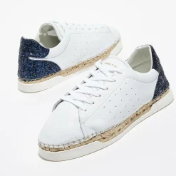 Canal Saint Martin Baskets|Baskets espadrilles en Cuir Lancry glitter blanc/bleu