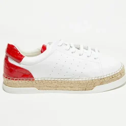 Canal Saint Martin Baskets|Baskets espadrilles en Cuir Lancry blanc/rouge