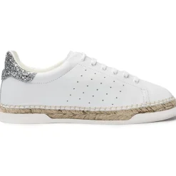 Canal Saint Martin Baskets|Baskets espadrilles en Cuir Lancry Glitter blanc/argenté