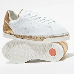 Canal Saint Martin Baskets|Baskets espadrilles en Cuir Lancry craquelé blanc/doré