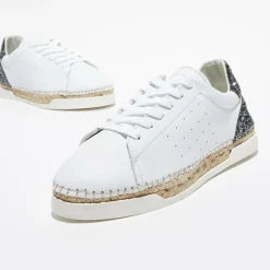 Canal Saint Martin Baskets|Baskets espadrilles en Cuir Lancry glitter blanc/vert