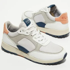 Clae Baskets|Baskets vegan Joshua blanc/orange/gris