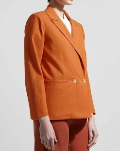 Garance Paris Vestes, Blousons|Blazer en Coton & Lin terre brûlée