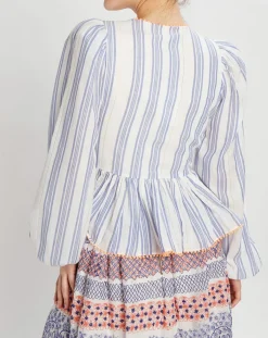 Manoush Tops Et Blouses|Blouse cache-coeur Ibiza écru/bleu