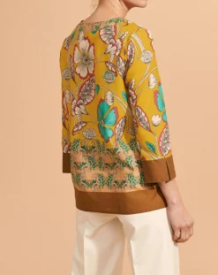 Devernois Tops Et Blouses|Blouse Calcuta en Coton imprimée jaune