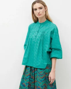 Caroll Tops Et Blouses|Blouse Célestine à borderies menthe