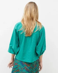 Caroll Tops Et Blouses|Blouse Célestine à borderies menthe