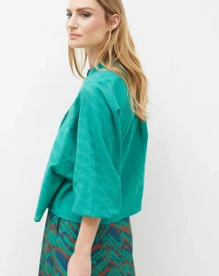 Caroll Tops Et Blouses|Blouse Célestine à borderies menthe