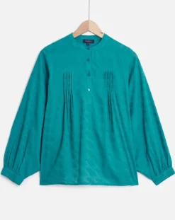 Caroll Tops Et Blouses|Blouse Célestine à borderies menthe