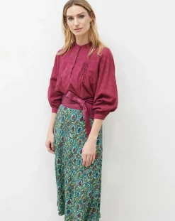 Caroll Tops Et Blouses|Blouse Célestine à borderies beaujolais