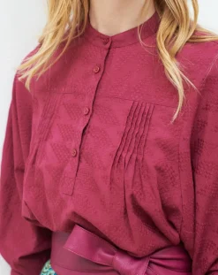 Caroll Tops Et Blouses|Blouse Célestine à borderies beaujolais