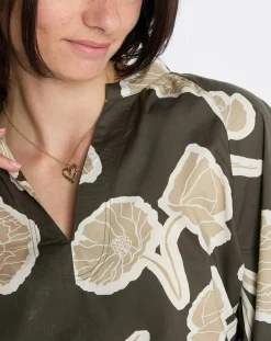 Marc O'Polo Tops Et Blouses|Blouse Col Mao Motif Coton Bio multicolore