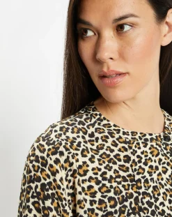 Galeries Lafayette Tops Et Blouses|Blouse col officier imprimé léopard noire