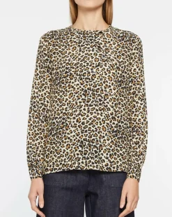 Galeries Lafayette Tops Et Blouses|Blouse col officier imprimé léopard noire