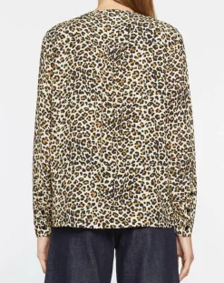 Galeries Lafayette Tops Et Blouses|Blouse col officier imprimé léopard noire