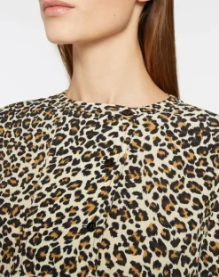 Galeries Lafayette Tops Et Blouses|Blouse col officier imprimé léopard noire