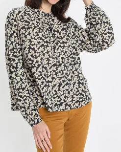 Marc O'Polo Tops Et Blouses|Blouse en Coton bio à fleurs noir/écru