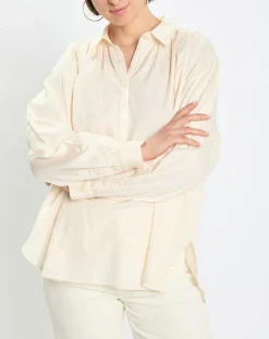 Marc O'Polo Tops Et Blouses|Blouse en Popeline col polo écrue