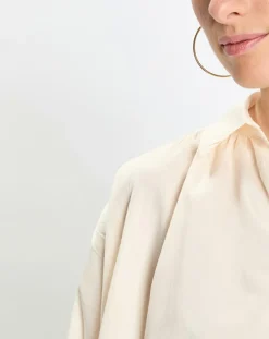 Marc O'Polo Tops Et Blouses|Blouse en Popeline col polo écrue