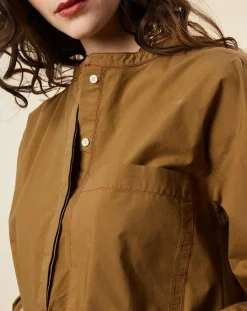 Chloé Stora Tops Et Blouses|Blouse en Popeline de Coton oversize Cachou kaki