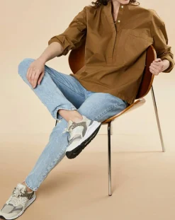 Chloé Stora Tops Et Blouses|Blouse en Popeline de Coton oversize Cachou kaki