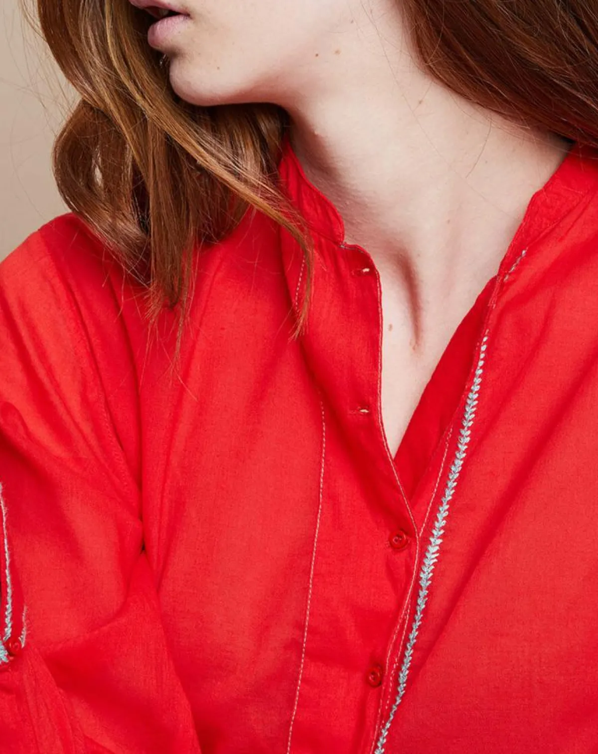 Mare di Latte Tops Et Blouses|Blouse Eva Mara Voile rouge