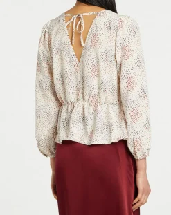 Galeries Lafayette Tops Et Blouses|Blouse fluide Gala imprimée beige clair