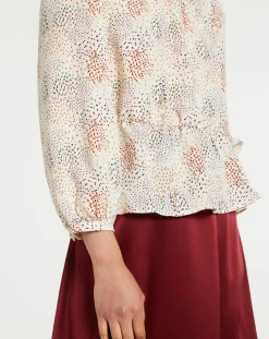 Galeries Lafayette Tops Et Blouses|Blouse fluide Gala imprimée beige clair