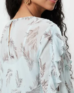 Derhy Tops Et Blouses|Blouse Glamour fluide imprimée fluide bleu ciel