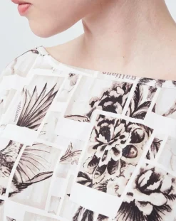 John Galliano Tops Et Blouses|Blouse imprimée blanc/beige