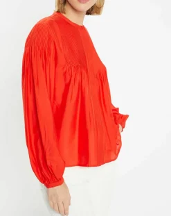 Galeries Lafayette Tops Et Blouses|Blouse plissée Gado rouge