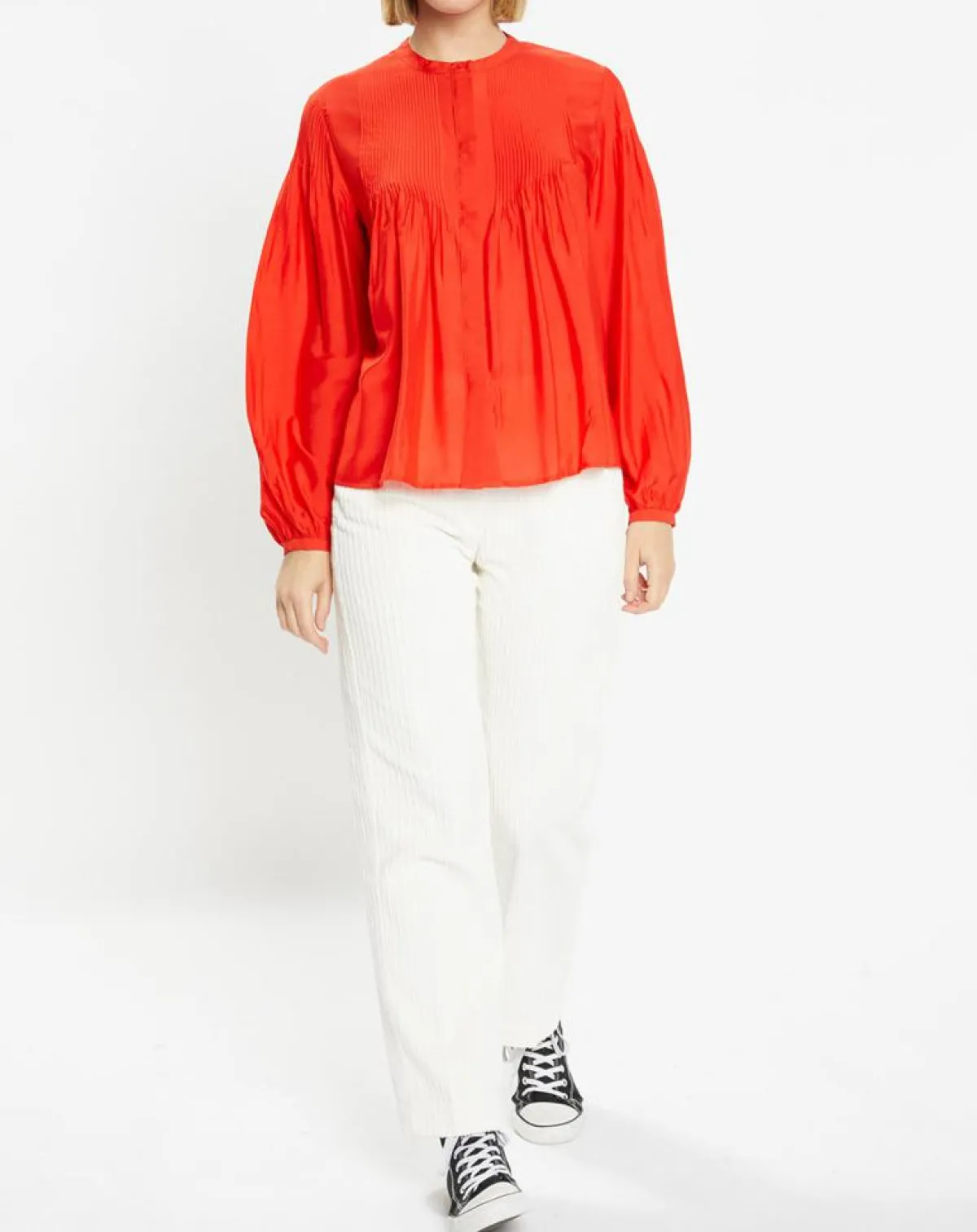 Galeries Lafayette Tops Et Blouses|Blouse plissée Gado rouge