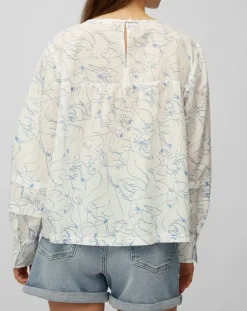 Marc O'Polo Tops Et Blouses|Blouse print sirène blanc/bleu