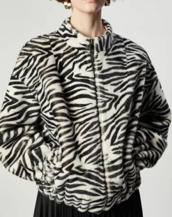 Lou Andrea Vestes, Blousons|Blouson en Fausse Fourrure Comma zèbre blanc/noir