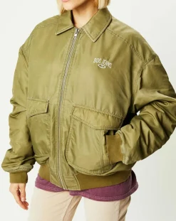 BDG by Urban Outfitters Vestes, Blousons|Blouson Padded Varsity kaki