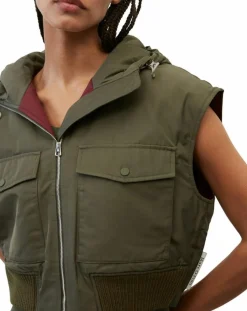 Marc O'Polo Vestes, Blousons|Blouson sans manches court à capuche kaki