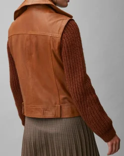 Marc O'Polo Vestes, Blousons|Blouson sans manches en Cuir d'Agneau marron clair