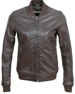 Blue Wellford Vestes, Blousons|Bombers en Cuir Byfan marron
