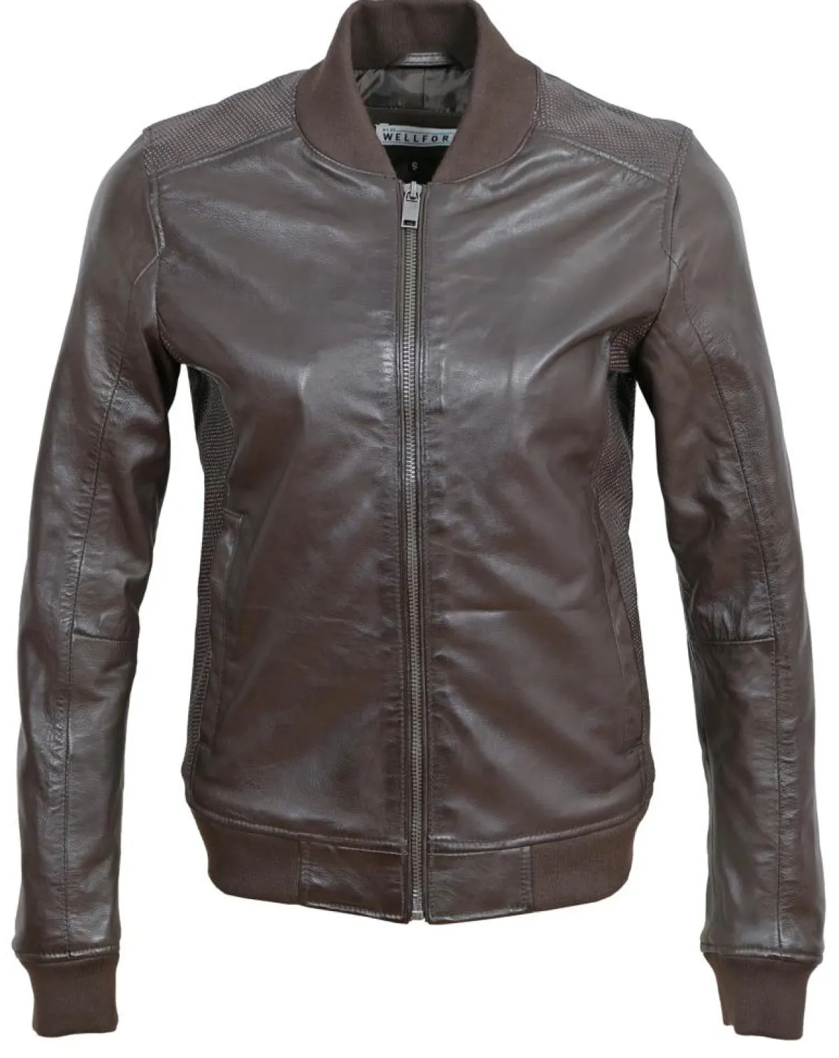 Blue Wellford Vestes, Blousons|Bombers en Cuir Byfan marron