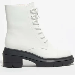 Stuart Weitzman Bottines|Boots en Cuir Nisha blanches - Talon 7,5 cm