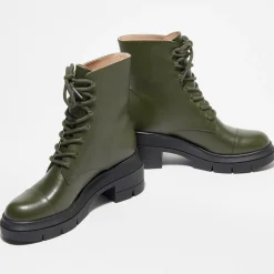 Stuart Weitzman Bottines|Boots en Cuir Nisha kaki - Talon 7,5 cm