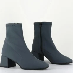 Garrice Bottines|Boots en Cuir vare grises - Talon : 6cm