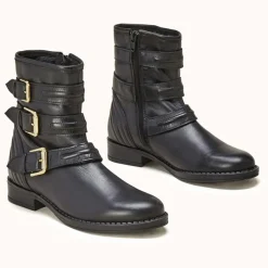 Cosmoparis Bottines|Boots motardes en Cuir Futille noires