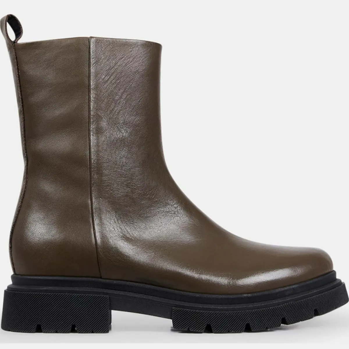 Galeries Lafayette Bottines|Boots Pendra en Cuir lisse vert kaki