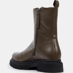 Galeries Lafayette Bottines|Boots Pendra en Cuir lisse vert kaki