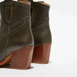 Apologie Bottines|Boots santiags en Cuir Lila kaki - Talon 7,5 cm